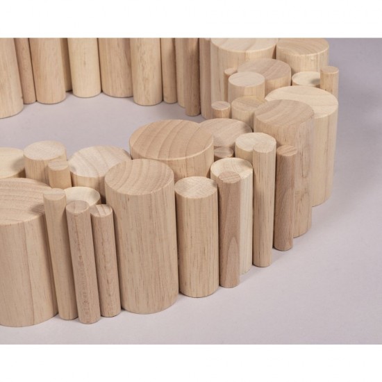 Set bete rotunde din lemn, FSC 100% ø 1-4cm, H 5,5-6,5cm, 99 buc, Rayher, natural