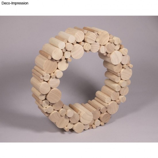 Set bete rotunde din lemn, FSC 100% ø 1-4cm, H 5,5-6,5cm, 99 buc, Rayher, natural