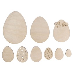 Oua de Paste din lemn, credit FSC Mix 2-8 cm, 9/set, Rayher