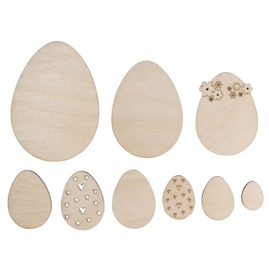 Oua de Paste din lemn, credit FSC Mix 2-8 cm, 9/set, Rayher