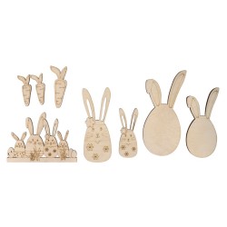 Iepurași și prieteni de Paște din lemn, credit FSC Mix 4-8,8 cm,  8 /set , Rayher
