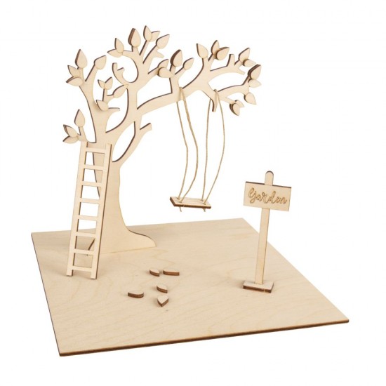 Kit copac lemn 3d, Rayher, 21 x 19.2 cm, 22 piese 