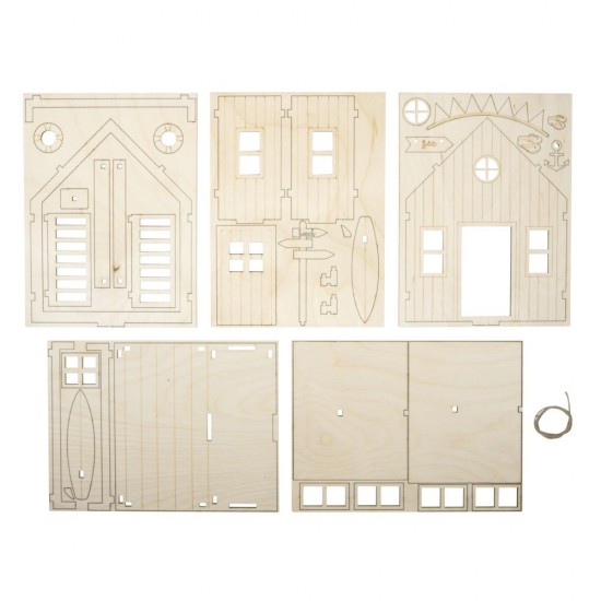 Kit casa de plaja din lemn, FSC Mix Credit  13,5 x 13 x 18 cm, natur, Rayher