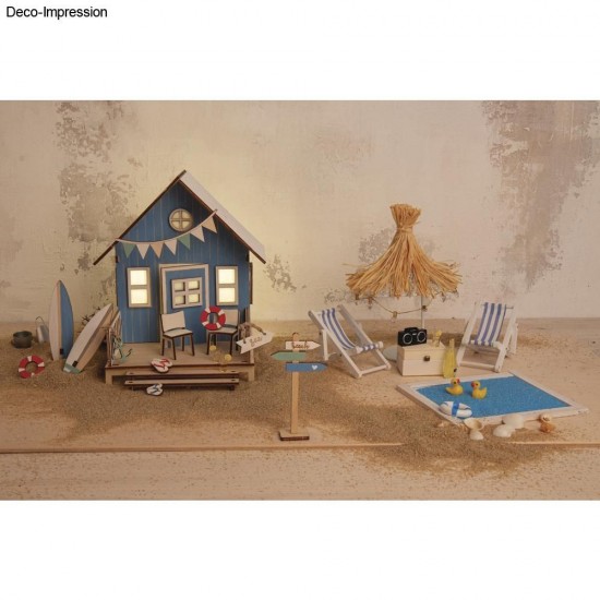 Kit casa de plaja din lemn, FSC Mix Credit  13,5 x 13 x 18 cm, natur, Rayher