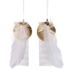 Decoratiune pene albe, aprox. 16 cm, 2 buc/set