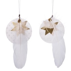 Decoratiune pene albe, aprox. 16 cm, 2 buc/set