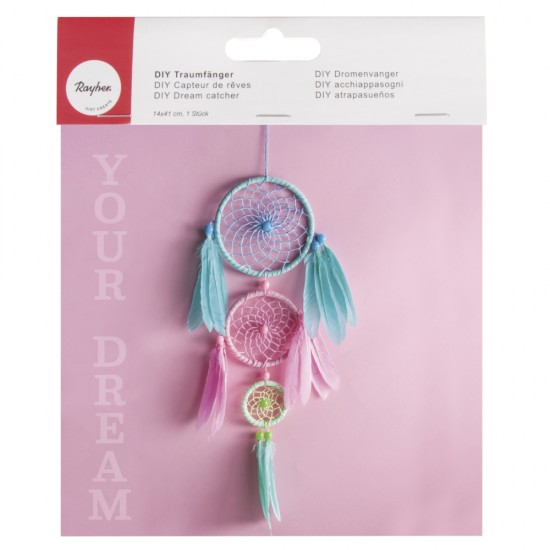 Kit creativ: DIY DreamCatcher, 14x41cm, pastel colorat, tab-sac 1buc.