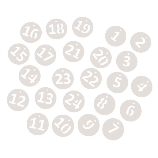 Paper Advent calendar Numbers 1-24, o 4cm, for hanging, bag 24pc