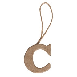Papier mache "C" FSC Reciclat 100%, 4x3.5x1cm, cu agatatoare