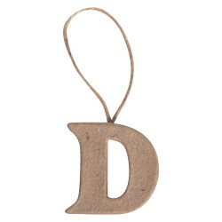 Papier mache "D" FSC Reciclat 100%, 4x4x1cm, cu agatatoare