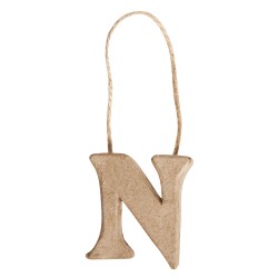 Litera N din papier mache, Rayher,  4x4x1 cm, se poate picta folosind culori acrylice si se poate agata