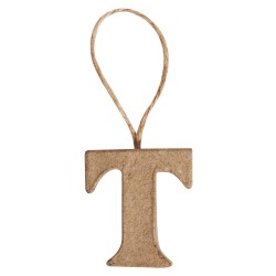 Litera T din papier mache, Rayher,  4x3,5x1 cm, se poate picta folosind culori acrylice si se poate agata