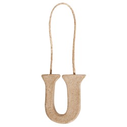 Litera U din papier mache, Rayher,  4x4x1 cm, se poate picta folosind culori acrylice si se poate agata