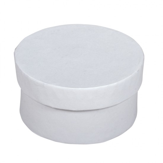 Set cutiute rotunde Rayher, din papier mache, culoare alb, diametru 3.5 cm, 4/set