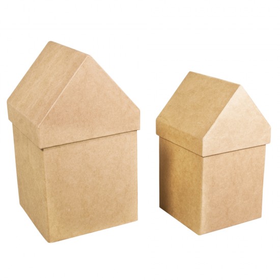 Papier mache cutii case, FSC 100% reciclata, 2 buc .: 13.3x13.3x23cm + 11.5x11.5x20cm