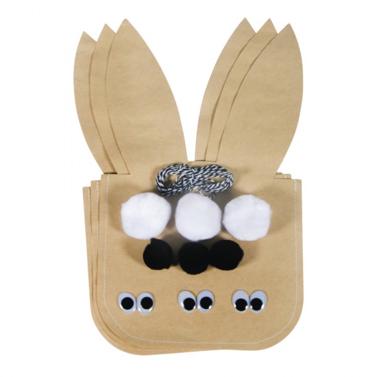 Sacosa de hartie Easter Bunny incl.accessories, kraft, 17x28cm, 100g/m2, tab-bag 3pcs