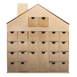 Papier mache Casuta Advent FSC Rec.100%, kraft, 36x6.5x40cm