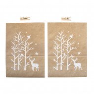 Punga hartie cu clestisori lemn, kraft, Rayher,14x7,7x19,8cm, set  2buc