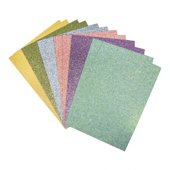 Glittered paper mix -Pastel,A5,self-adh., 14.8x21cm, 130g/m2, 6 colours, 12 sheets