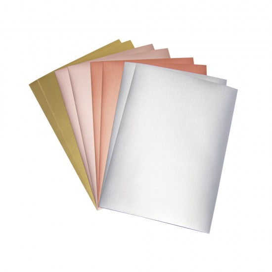 Effect-paper, metallic mat - Basics, A4, 21x29,7cm, 250g/m2, 4 colours, 8 sheets