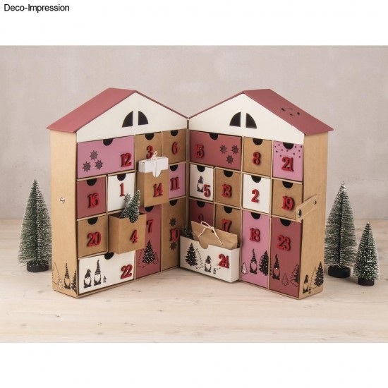 Calendar Advent din hartie macheta, reciclata FSC 21x14,8x29cm, Rayher, alb