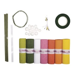 Kit pentru flori din hartie creponata floristica, culori asortate pastel 105g/m2, Rayher