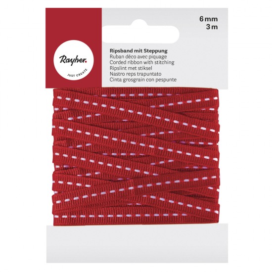 Panglica Rayher, classical red, 6 mm, 3 m/rola