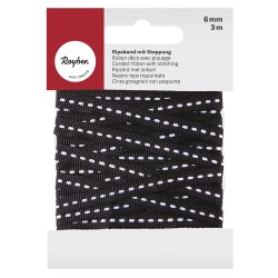 Panglica Rayher, black, 6 mm, 3 m/rola Panglica Rayher, black, 6 mm, 3 m/rola