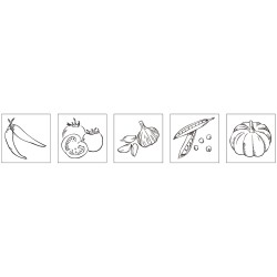 Stampile 5/set, legume, dimensiune 2x2x2,5cm Stampile 5/set, legume, dimensiune 2x2x2,5cm