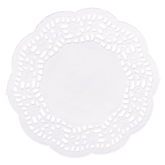Lace paper round, 11cm o, alb, tab-bag 40pcs