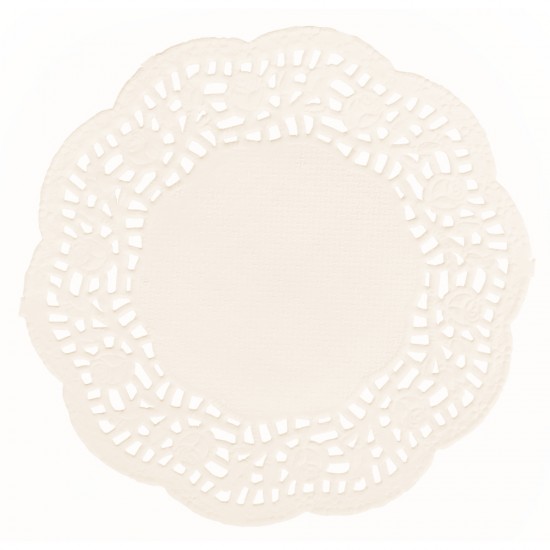 Lace paper round, 11cm o, cream, tab-bag 40pcs