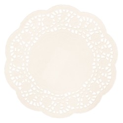 Lace paper round, 16cm o, cream, tab-bag 20pcs