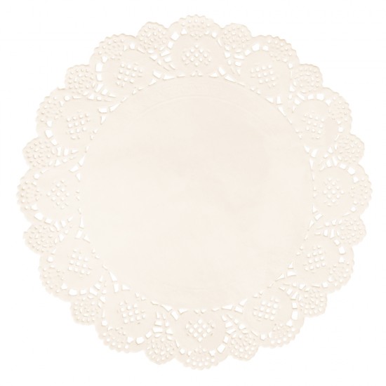 Lace paper round, 21.5cm o, cream, tab-bag 15pcs