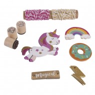 Set cadou Unicorn, etichete + snur + stampile