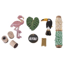 Set cadou Tropical, etichete + snur + stampile Set cadou Tropical, etichete + snur + stampile