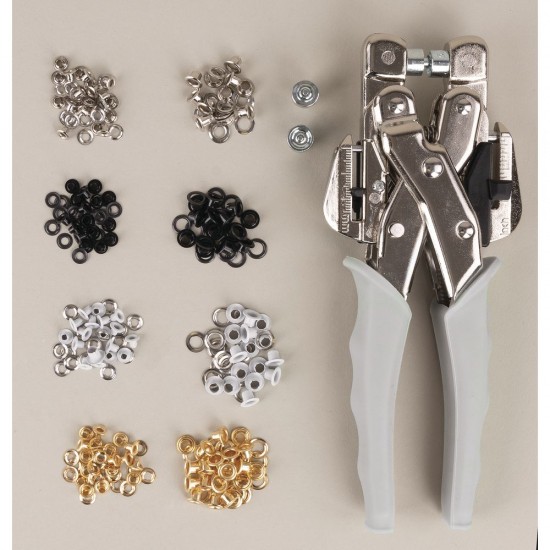 Clește pentru orificii și ochi, 160 capse ø 3+5mm, Rayher Clește pentru orificii și ochi, 160 capse ø 3+5mm, Rayher