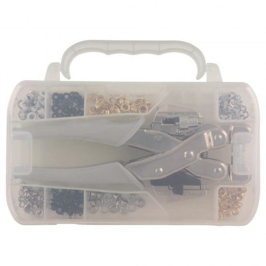 Clește pentru orificii și ochi, 160 capse ø 3+5mm, Rayher Clește pentru orificii și ochi, 160 capse ø 3+5mm, Rayher