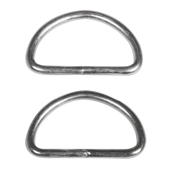 Metal- Element half-round f. strap 3,8c, argintiu, 4.5x2.6cm, tab-bag 2pc