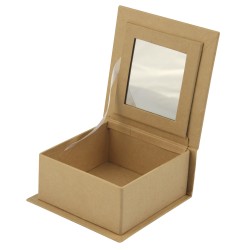 Papier mache Ladita FSC reciclat 100%, 9.5x9.5x4.5cm, cu oglinda, patrat