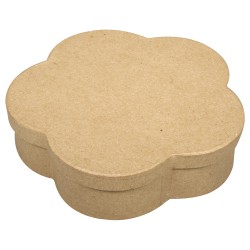 Set cutiute Rayher, din papier mache, 1 cutie in forma de floare, dimensiune 15.5x15.58x4 cm + 4 cutii in forma de inima, dimensiune 6x6x3.5 cm