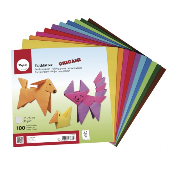 Origami folding papers, FSC Mix Credit, 20x20cm, 80g/m2, 100 sheets