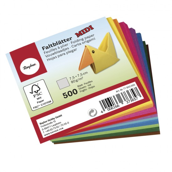 Folding papers-Midi, FSC Mix Credit, 7.5x7.5cm, 80g/m2, 500 sheets