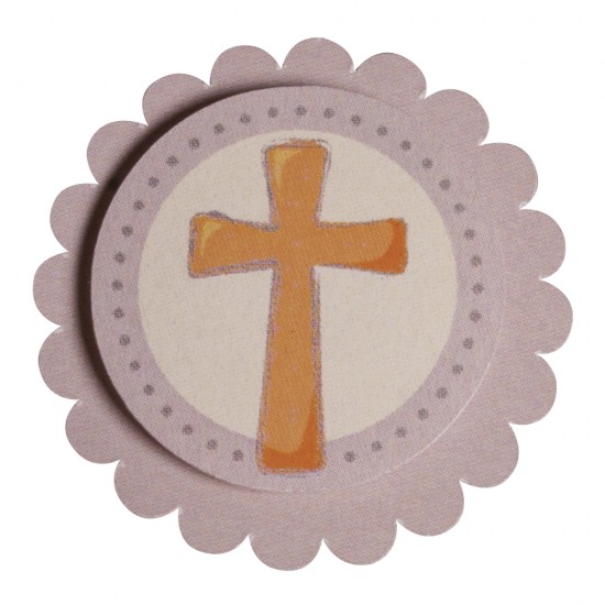 Decoratiune hartie 3D: cruce creștină, 3,4x3,4cm, auto-adeziv, tab-sac 6pc