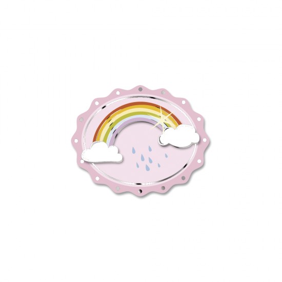 Deco hartie 3D, Rainbow, adeziva, baby pink, 4,5x3,6 cm, 6 buc/set