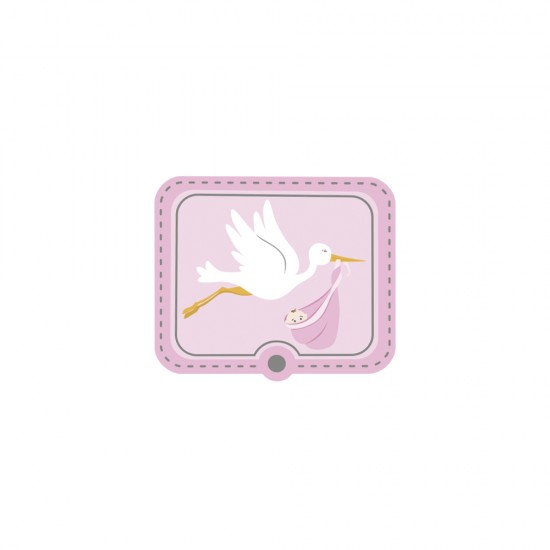 Element decorativ din hartie 3D: stork, baby roz, 3,9x3,9cm,self-adhesive, tab-bag 6p