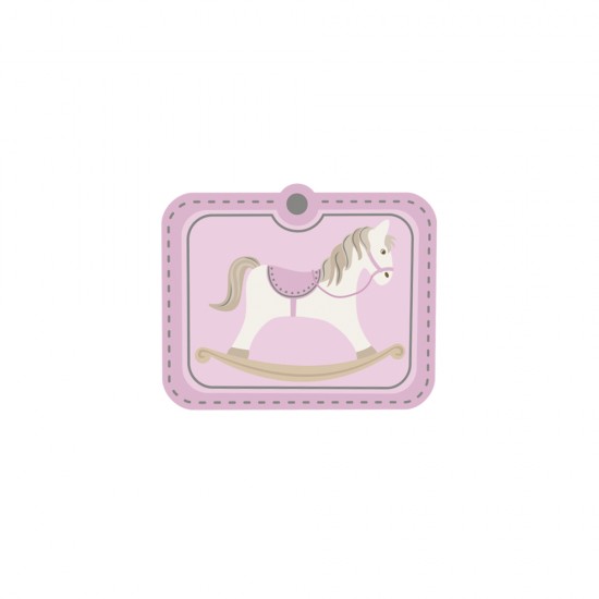 Element decorativ din hartie 3D: Rocking horse, baby roz, 4x3,3cm, self-adhesive, tab