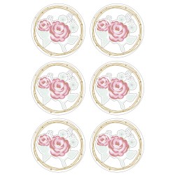 Deco hartie 3D, Trandafir, adeziva, 4 cm, 6 buc/set