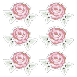 Deco hartie 3D, Romantic Rose, adeziva, 4,7x3,2 cm, 6 buc/set