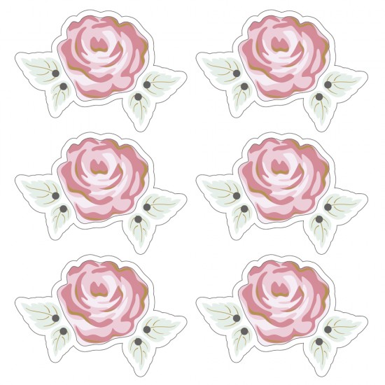 Deco hartie 3D, Romantic Rose, adeziva, 4,7x3,2 cm, 6 buc/set