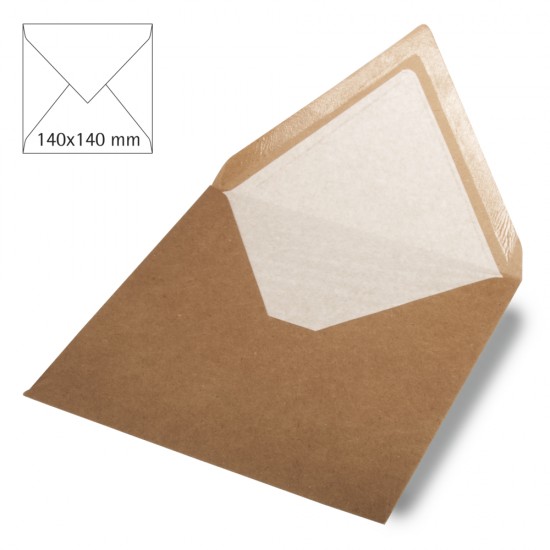 Squar.envelop,doubled,kraft,FSC Rec.Cred, kraft, 140x140mm, 90g/m2, bag 5